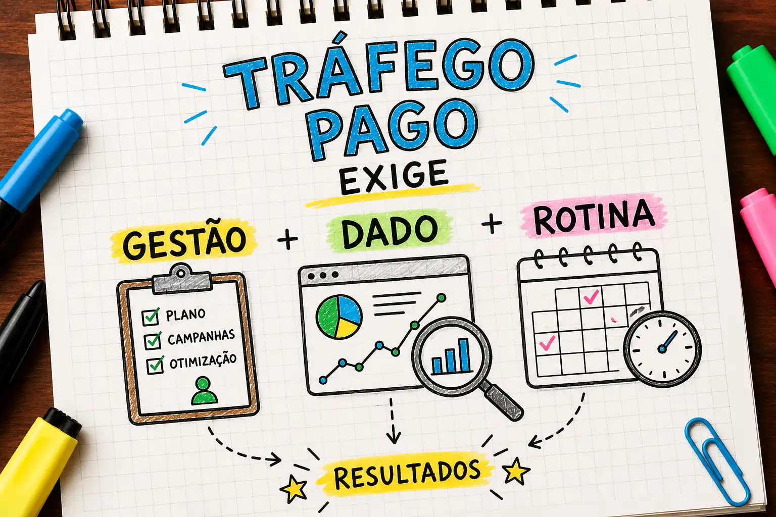 Gestão de tráfego pago orientada por dados e rotina comercial